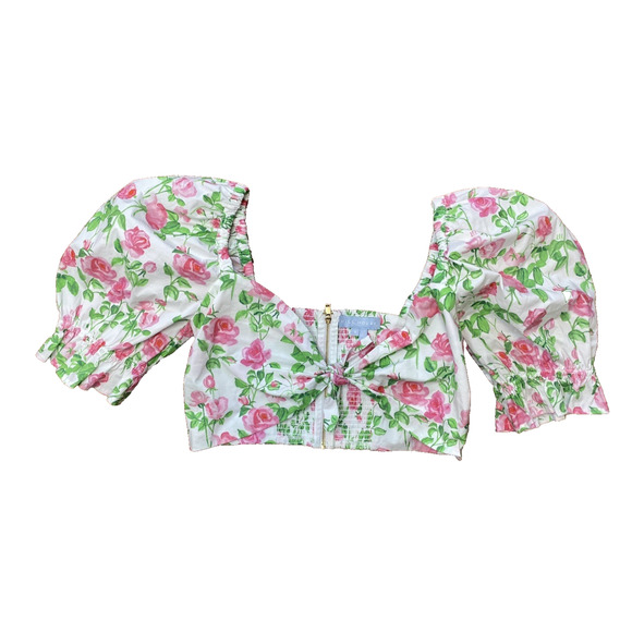 Hill House Size Small Isabella Smocked Crop Top Midi Floral Skirt Prairie Vacay - Picture 6 of 11